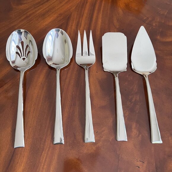 Lenox 5 Pc Serve Set Stainless Scalloped Contemporary Vietnam - Picture 1 of 10